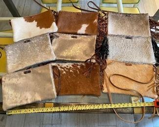 Handmade cow hide natural and dyed purse - different sizes 