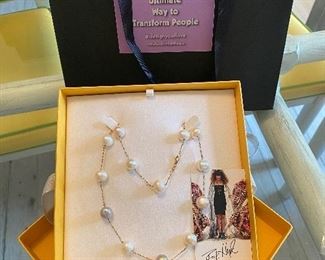 Donation by Rock Hard Jewelers Pearl & 14kt white gold necklace 
