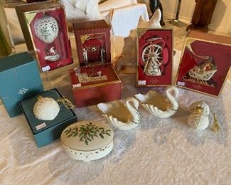 Over 100 Lenox Porcelain yearly and collectibles Christmas ornaments 