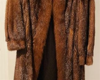 Brown mink coat with fox collar. More furs not photographed 