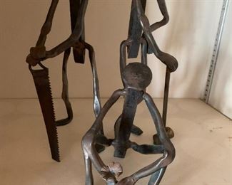 3 Brutalist metal sculptures