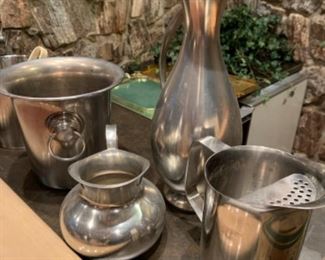 Vintage ice buckets and barware