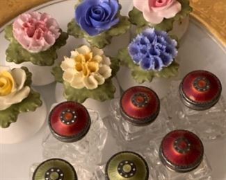 Enamel and Porcelain salt and peppers