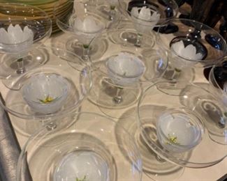 Hand painted glass and plate set.