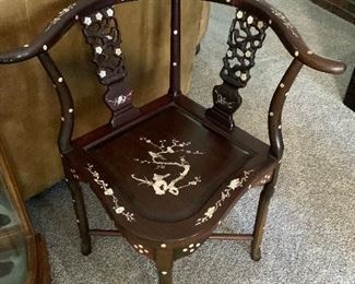 CHINESE INLAY CHAIR. (2)