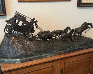 Authentic C.M Russell "Stagecoach" ( no certificate)
this piece is 20 high 45" long - 150-175 lbs, need 2 strong people to move