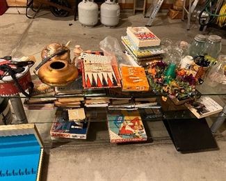Games, books, copper, coffee table