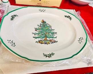 Large 16 in platter by Spode made in England Christmas tree pattern  like new condition In box Retail price was over $200