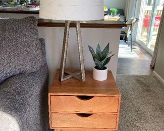 Modern accent/side table and lamp.