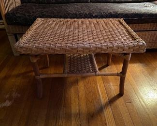 Small rattan side table. Measures 20” x 30” x 19” tall. Asking $75. 