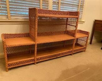 Moves as a single piece. Sturdy. Great Display! Priced for a reseller to restore. Measures 13” deep x 65” long x 35” tall. Asking $175. 