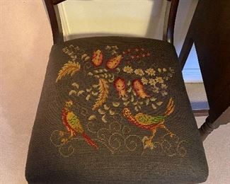 Victorian Carved Needlepoint Chair. (Single) Asking $45. 