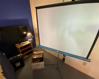 TV, projector screen.