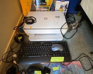 Printer and mice and keyboard. Photo paper