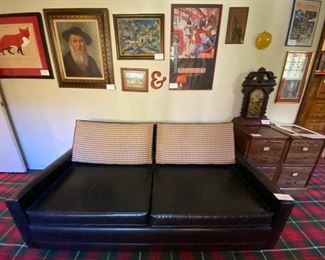 Vintage midcentury sleeper sofa - houndstooth pattern.