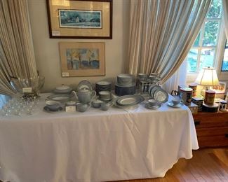 Midcentury Punch Bowl and China Set