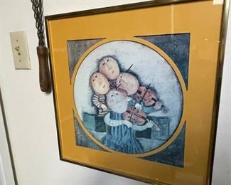 "Four Little Violinists" Framed Print Vintage - Artist Graciela Rodo Boulanger. Collectible Art Prints.