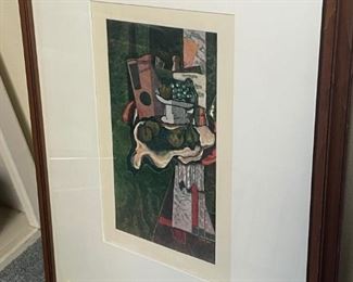 Fruit on a Table-cloth with a Fruit Dish, 1925 by Georges Braque , also known as Still Life w/ Marble Table, Framed Print&nbsp;. Fine Art Print - Modern.