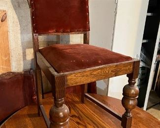 4 antique velvet upholstered dining chairs