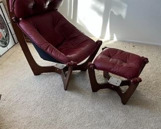 Vintage modern lounge chair and ottoman