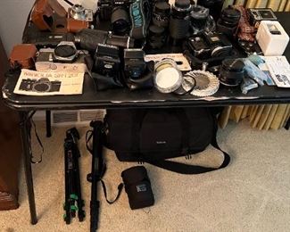 Vintage camera equiptment and cameras and lenses