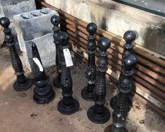 Set of 7 Antique iron  posts $700