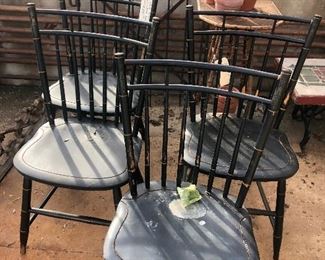 Set of 4 antique black painted chairs $500