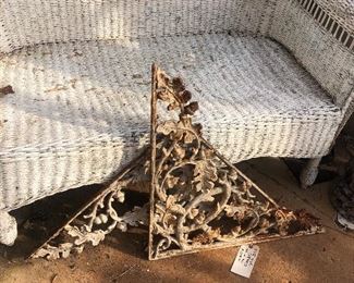 Wicker loveseat and iron scroll brackets
300 ea
