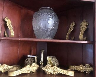 French vase signed $3000
Antique brass tie backs $300 set