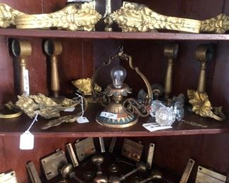 Misc brass tie back and curtain rod holders