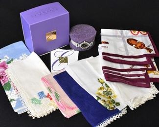 Elizabeth Taylor Watch & 8 Vintage Handkerchiefs