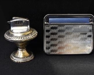 Sterling Weighted Lighter & Cigarette Rolling Box