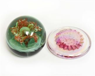 2 Hand Blown Glass Paperweights
