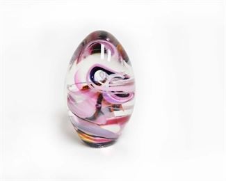 Signed Hand Blown Glass Paperweight