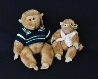 Ty Beanie Baby Monkeys 14" JUSTIN & 9" MORGAN