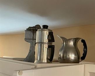 Coffee pots, grinder, pitcher