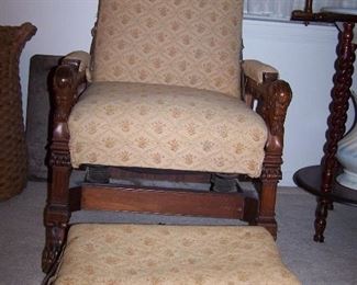 Antique Morris Chair 1800’s with stool