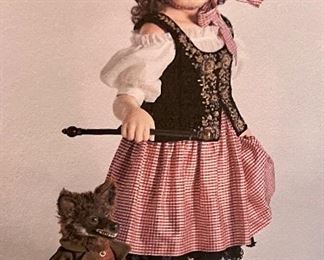 Limited Edition Hildegard Günzel Little Red Riding Hood Doll with Wolf Puppet. Measures 32" standing.