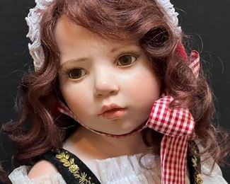 Limited Edition Hildegard Günzel Little Red Riding Hood Doll with Wolf Puppet. Measures 32" standing.