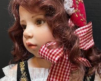 Limited Edition Hildegard Günzel Little Red Riding Hood Doll with Wolf Puppet. Measures 32" standing.