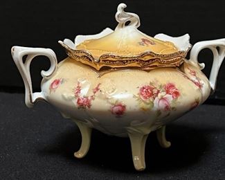 Antique RS Prussia Cream and Sugar Set in vintage condition with light wear including slight wear to the gold paint.