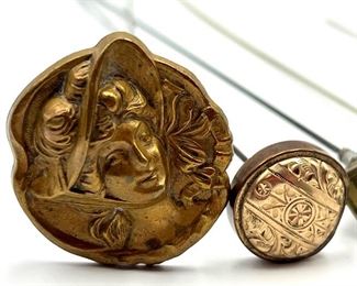 Seven Antique Victorian Hatpins. A wonderful variety of antique hatpins in good/vintage condition with varying degrees of wear.