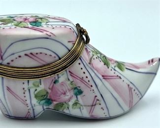 Limoges Floral Shoe Miniature Trinket Box