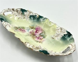 Five Pieces of Beautiful Dishes including RS Prussia. All in good/vintage condition with some normal vintage wear including some wear to the paint details. The largest oval platter measures 12" x 5.5"