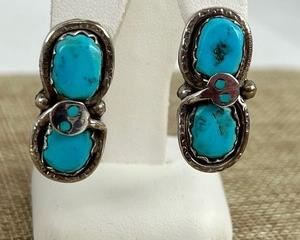 Effie C. Zuni Sterling and Turquoise Earrings
Measuring about 1.2”