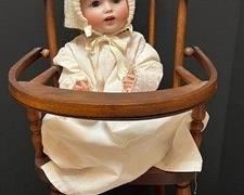 Adorable Antique Bisque Kestner JDK German Doll and Doll Highchair