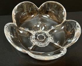 eautiful Orrefors Crystal Bowl measuring about 9" w x 4" h