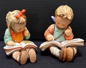 Pair of Hummel Figurines - Hummel Bookworm Figurine and Hummel Thoughtful (4.25")