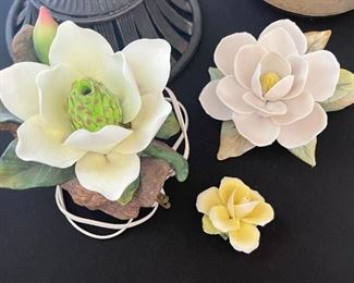 Ceramic Magnolia Porcelain flower nightlight  & Porcelain Magnolia with small Gardrnia Porcelain Flower
