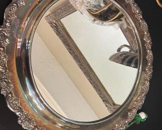 Silverplate Vanity Footed Mirror